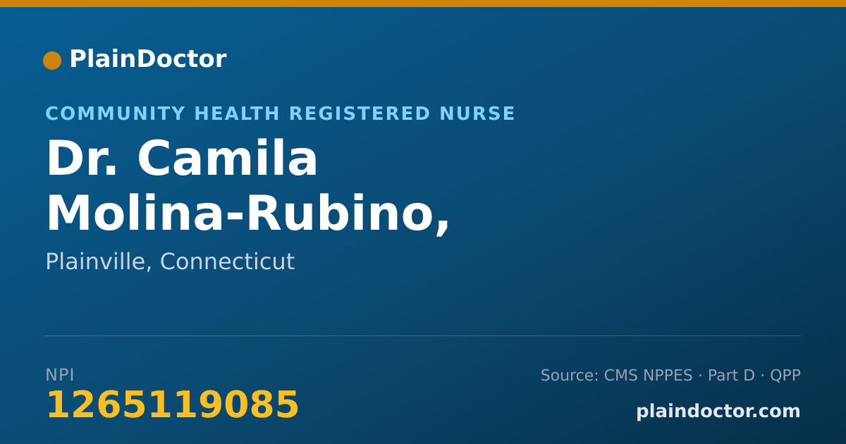 Shareable card for Camila Molina-Rubino, REGISTERED NURSE - Community Health Registered Nurse, Plainville, CT