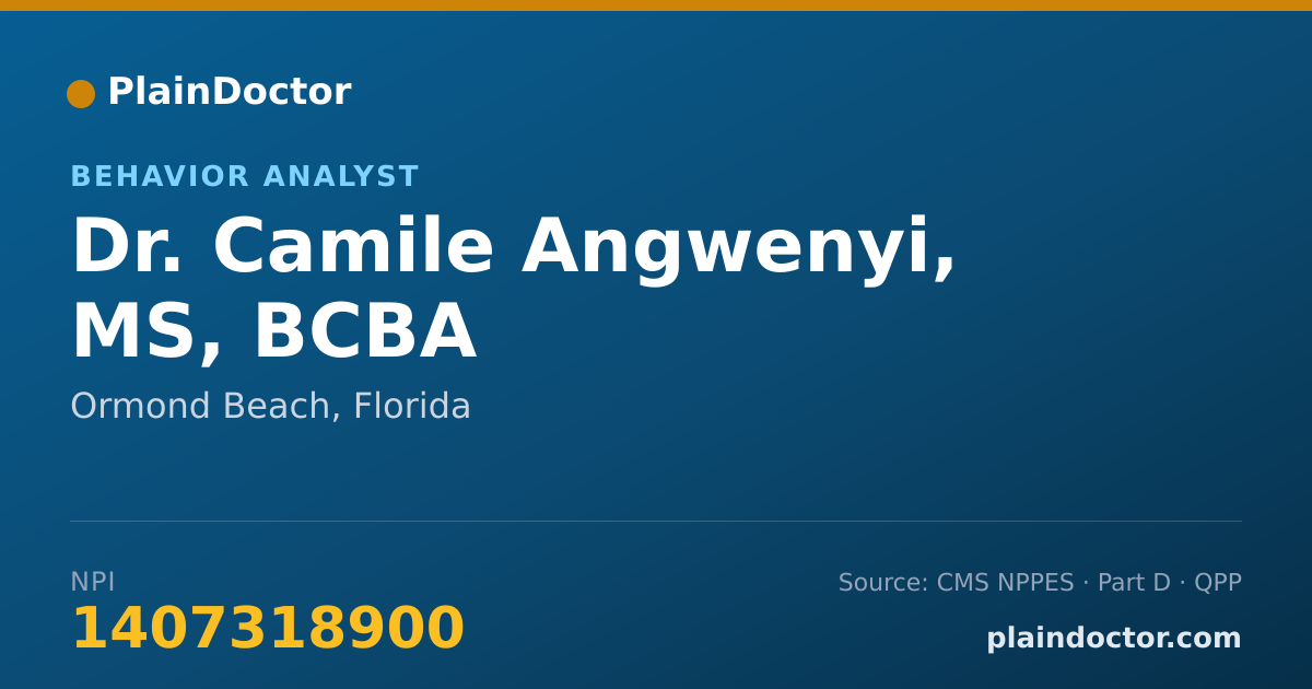 Shareable card for Camile Angwenyi, MS, BCBA - Behavior Analyst, Ormond Beach, FL