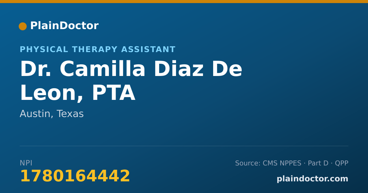 Shareable card for Camilla Diaz De Leon, PTA - Physical Therapy Assistant, Austin, TX