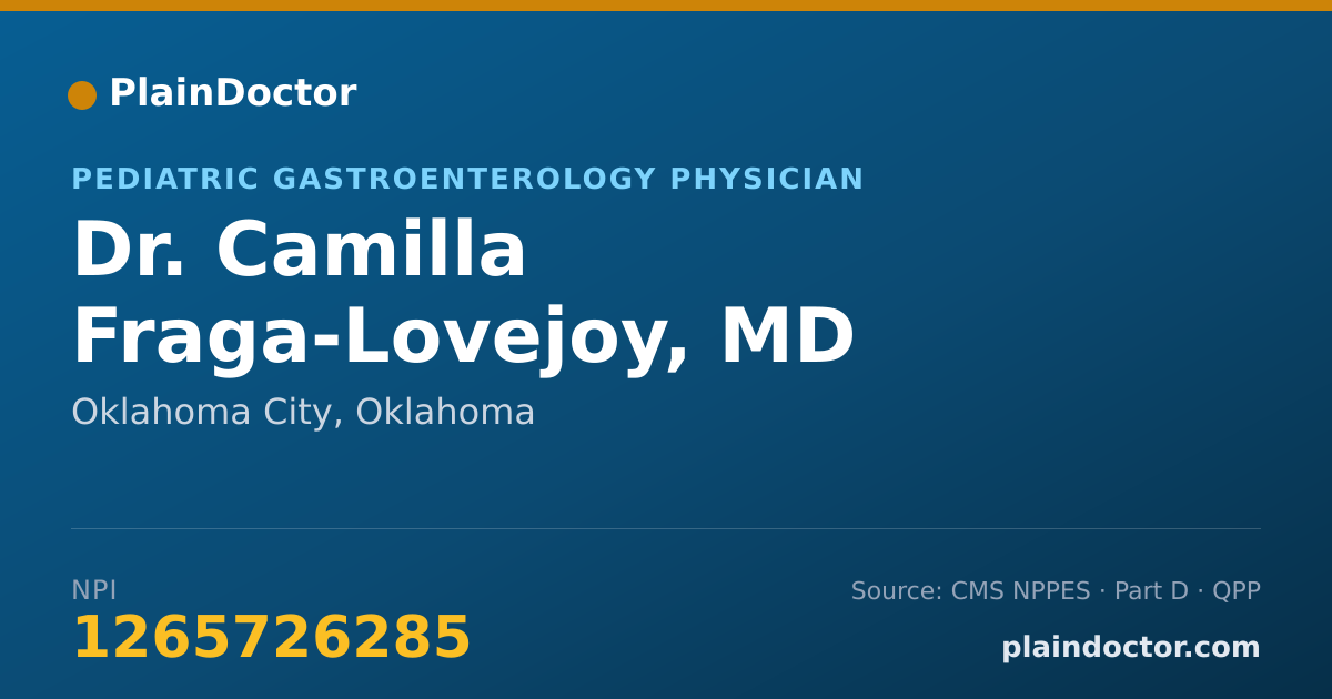 Shareable card for Camilla Fraga-Lovejoy, MD - Pediatric Gastroenterology Physician, Oklahoma City, OK