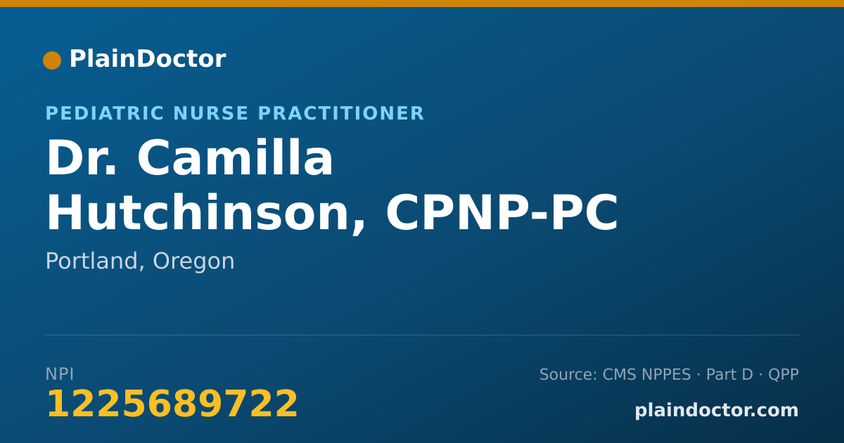 Shareable card for Camilla Hutchinson, CPNP-PC - Pediatric Nurse Practitioner, Portland, OR