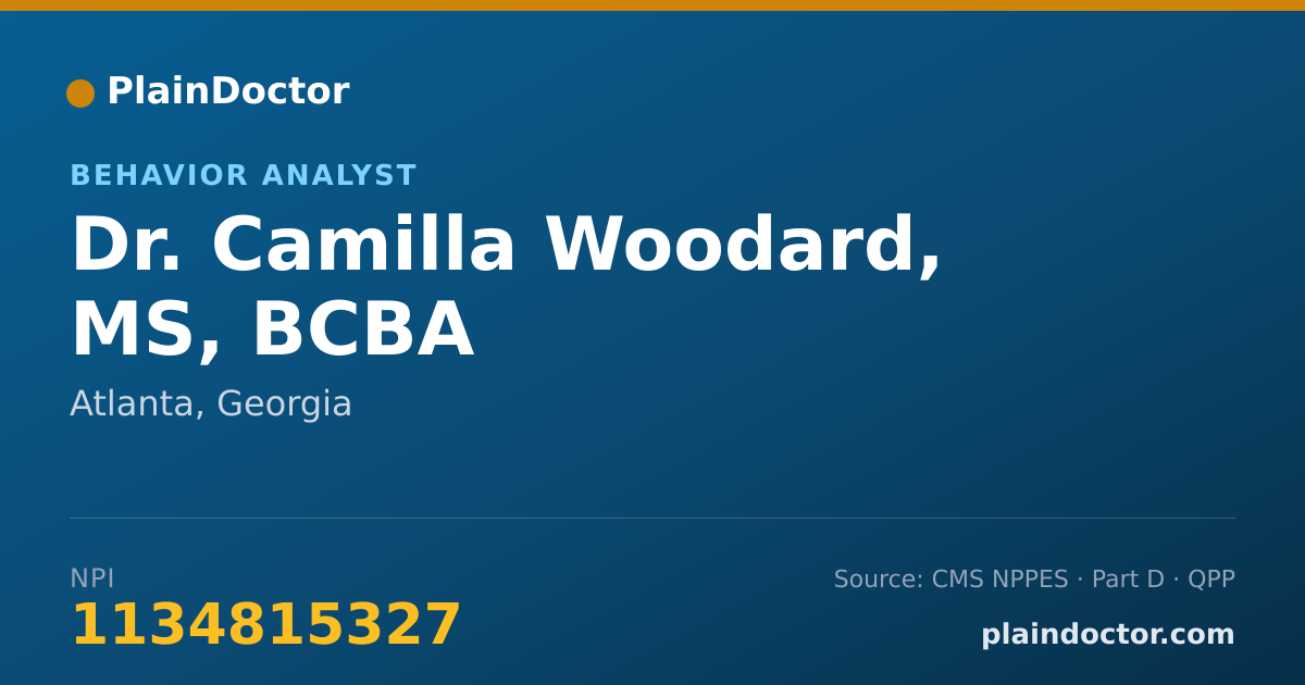 Shareable card for Camilla Woodard, MS, BCBA - Behavior Analyst, Atlanta, GA