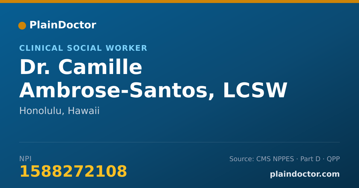 Shareable card for Camille Ambrose-Santos, LCSW - Clinical Social Worker, Honolulu, HI