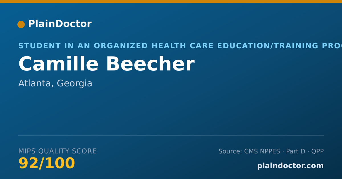 Shareable card for Camille Beecher - Student in an Organized Health Care Education/Training Program, Atlanta, GA