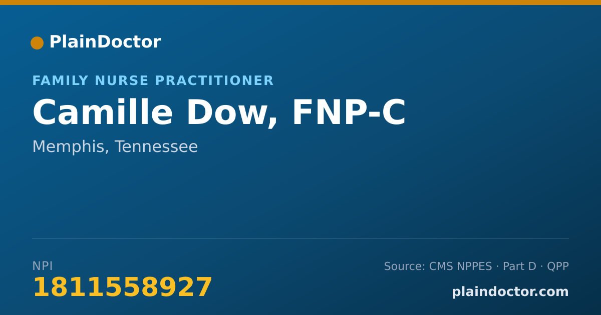 Shareable card for Camille Dow, FNP-C - Family Nurse Practitioner, Memphis, TN