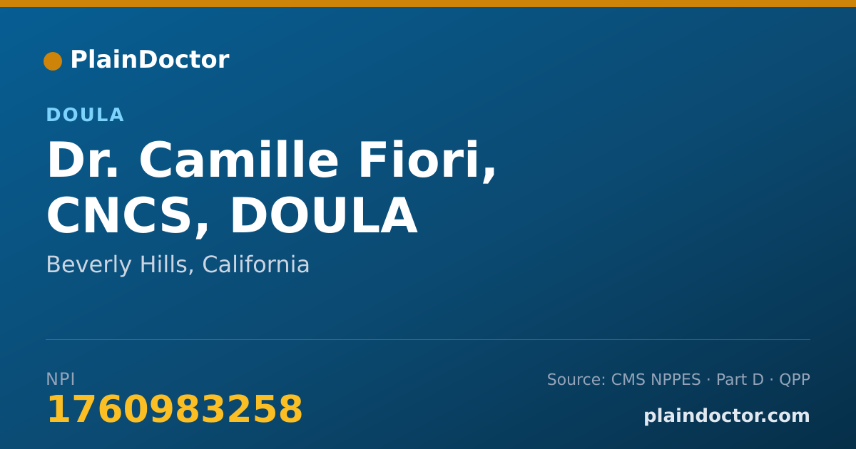 Shareable card for Camille Fiori, CNCS, DOULA - Doula, Beverly Hills, CA