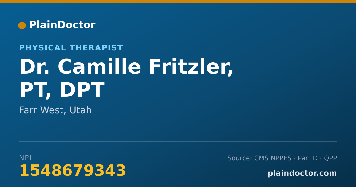 Shareable card for Camille Fritzler, PT, DPT - Physical Therapist, Farr West, UT