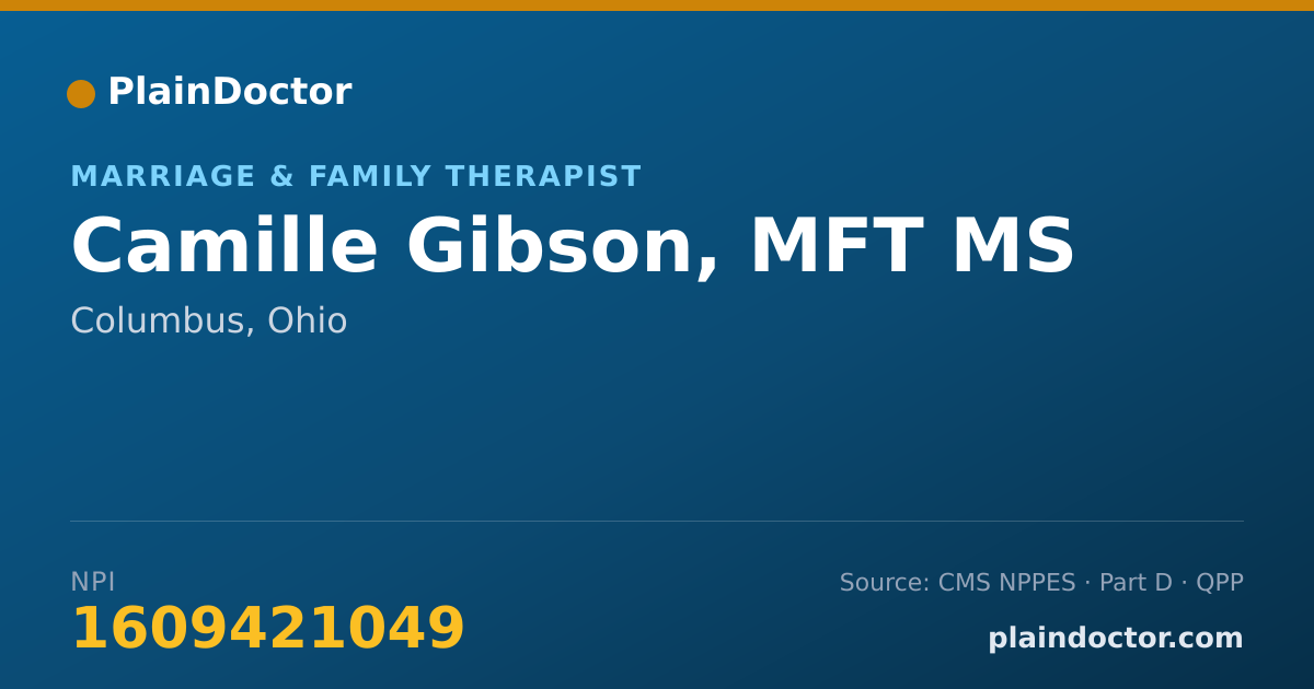 Shareable card for Camille Gibson, MFT MS - Marriage & Family Therapist, Columbus, OH