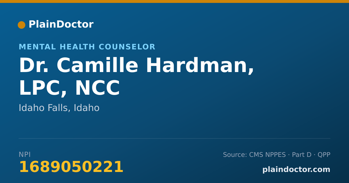 Shareable card for Camille Hardman, LPC, NCC - Mental Health Counselor, Idaho Falls, ID