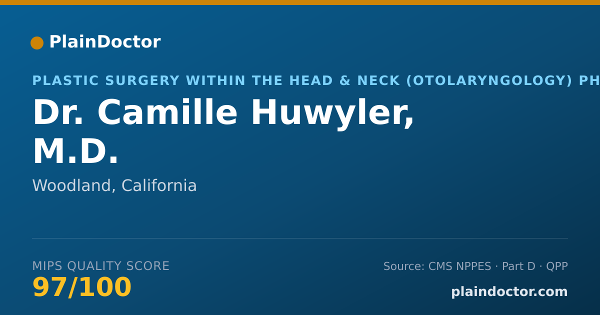 Shareable card for Camille Huwyler, M.D. - Plastic Surgery within the Head & Neck (Otolaryngology) Physician, Woodland, CA