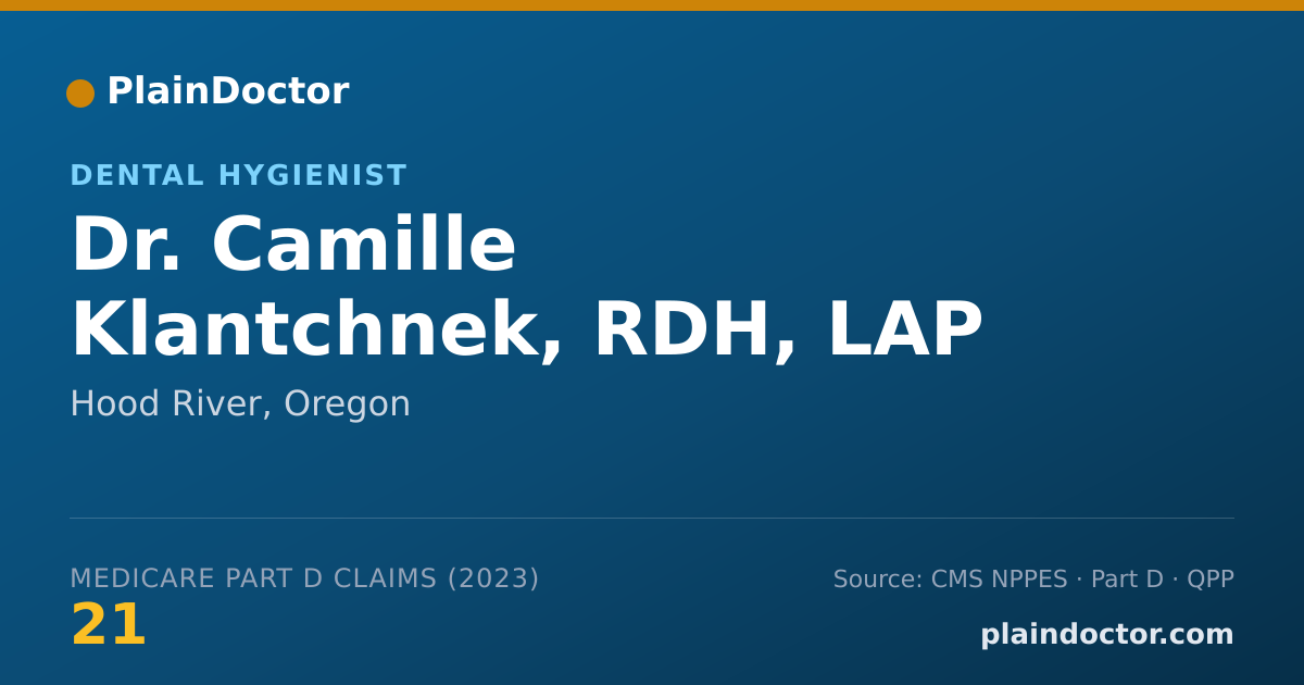 Shareable card for Camille Klantchnek, RDH, LAP - Dental Hygienist, Hood River, OR