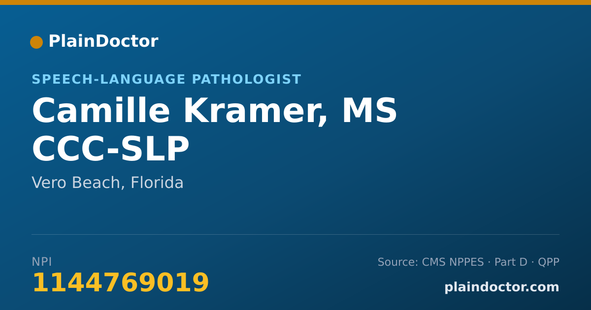 Shareable card for Camille Kramer, MS CCC-SLP - Speech-Language Pathologist, Vero Beach, FL