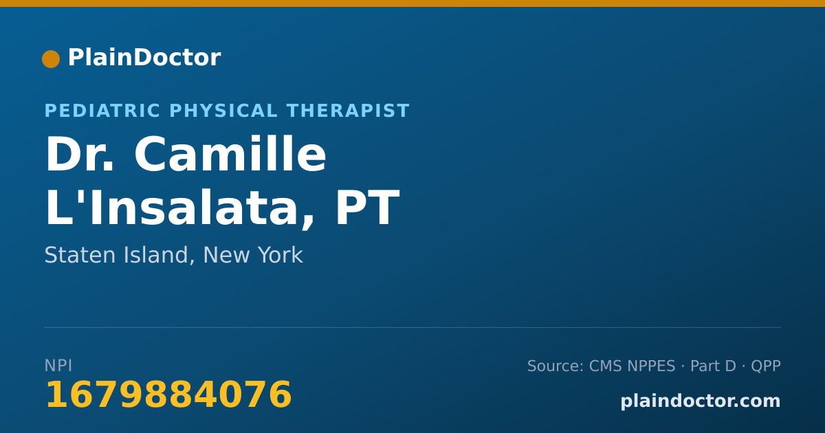 Shareable card for Camille L'Insalata, PT - Pediatric Physical Therapist, Staten Island, NY
