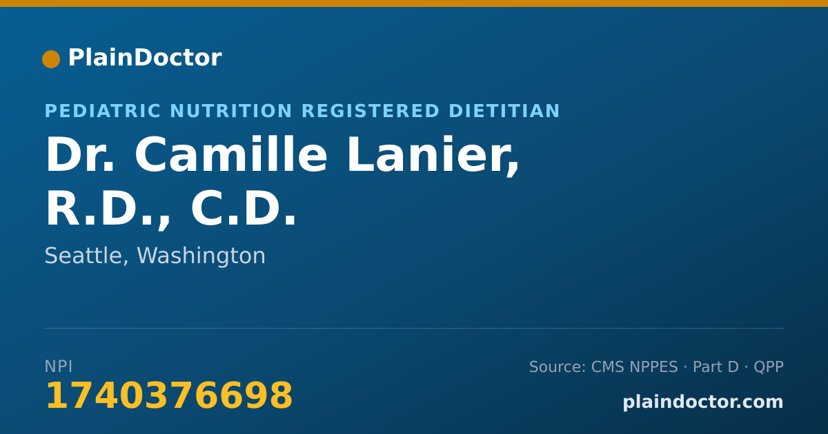 Shareable card for Camille Lanier, R.D., C.D. - Pediatric Nutrition Registered Dietitian, Seattle, WA