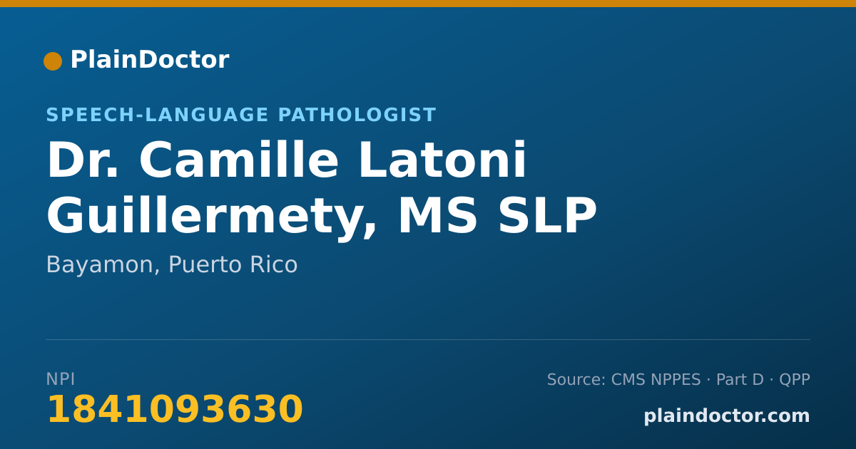 Shareable card for Camille Latoni Guillermety, MS SLP - Speech-Language Pathologist, Bayamon, PR