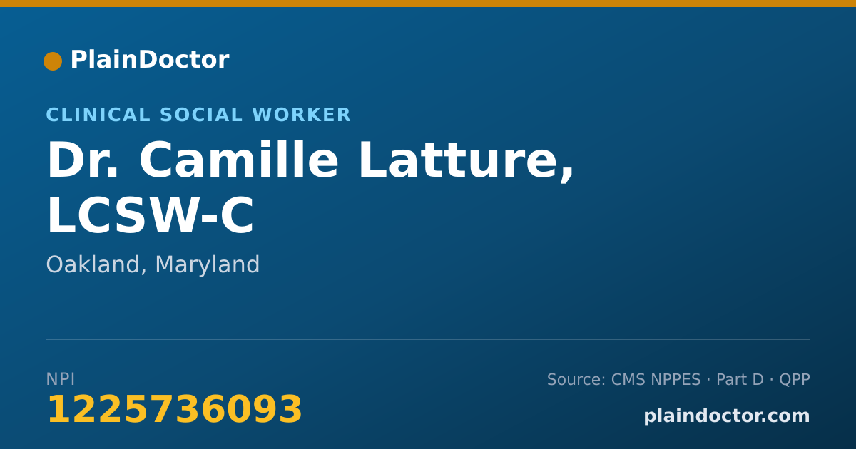 Shareable card for Camille Latture, LCSW-C - Clinical Social Worker, Oakland, MD