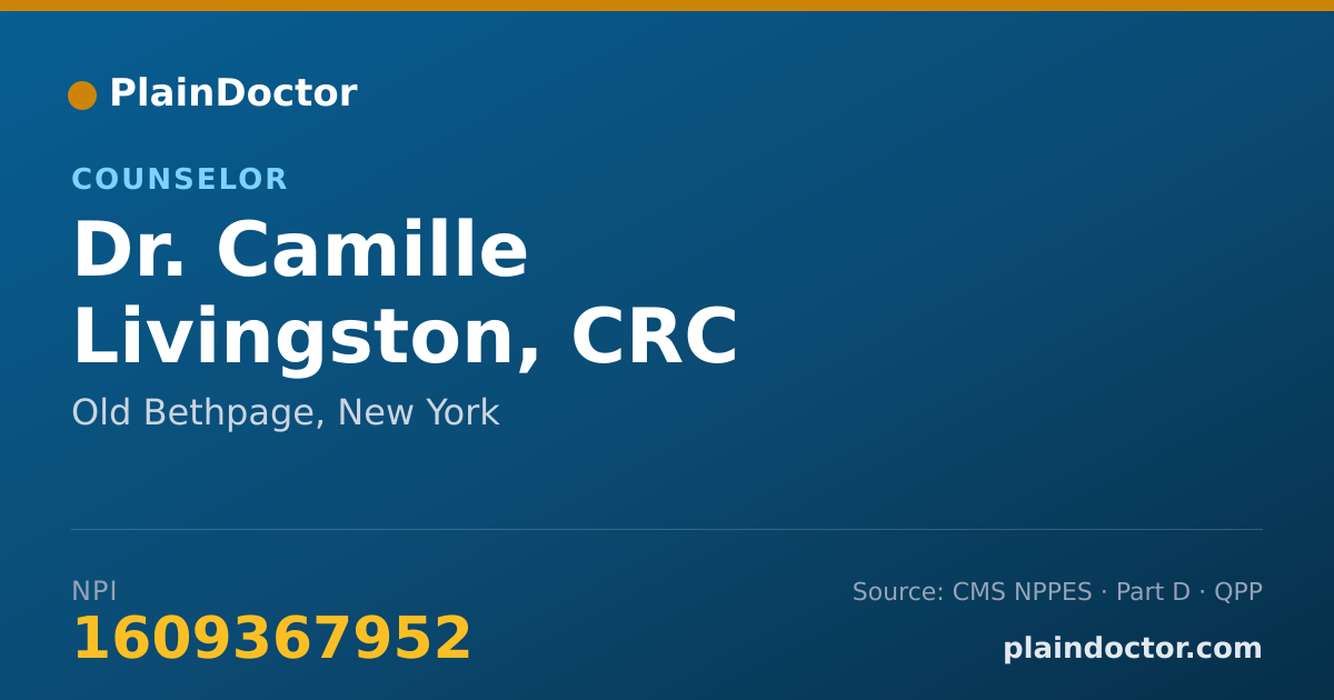 Shareable card for Camille Livingston, CRC - Counselor, Old Bethpage, NY