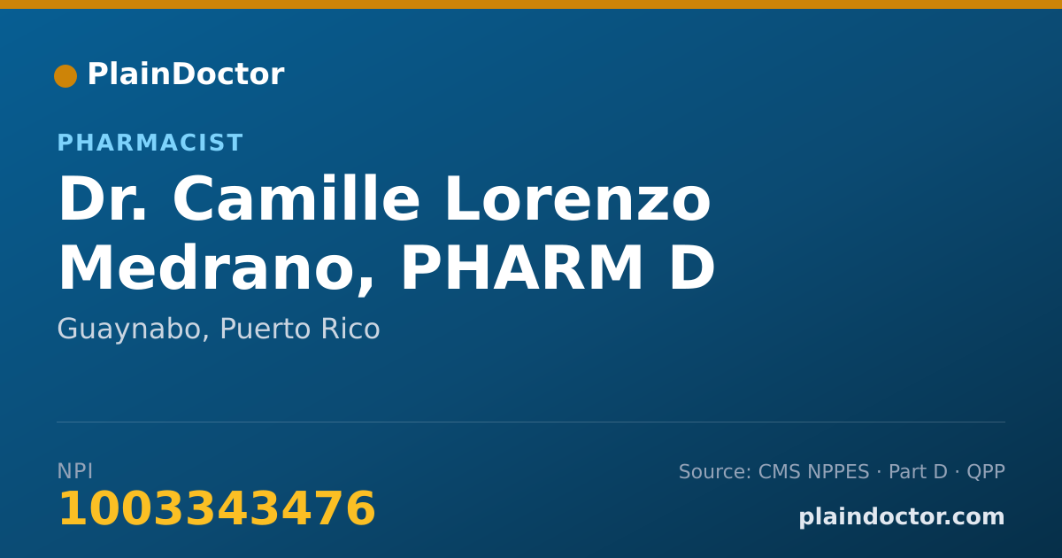 Shareable card for Camille Lorenzo Medrano, PHARM D - Pharmacist, Guaynabo, PR