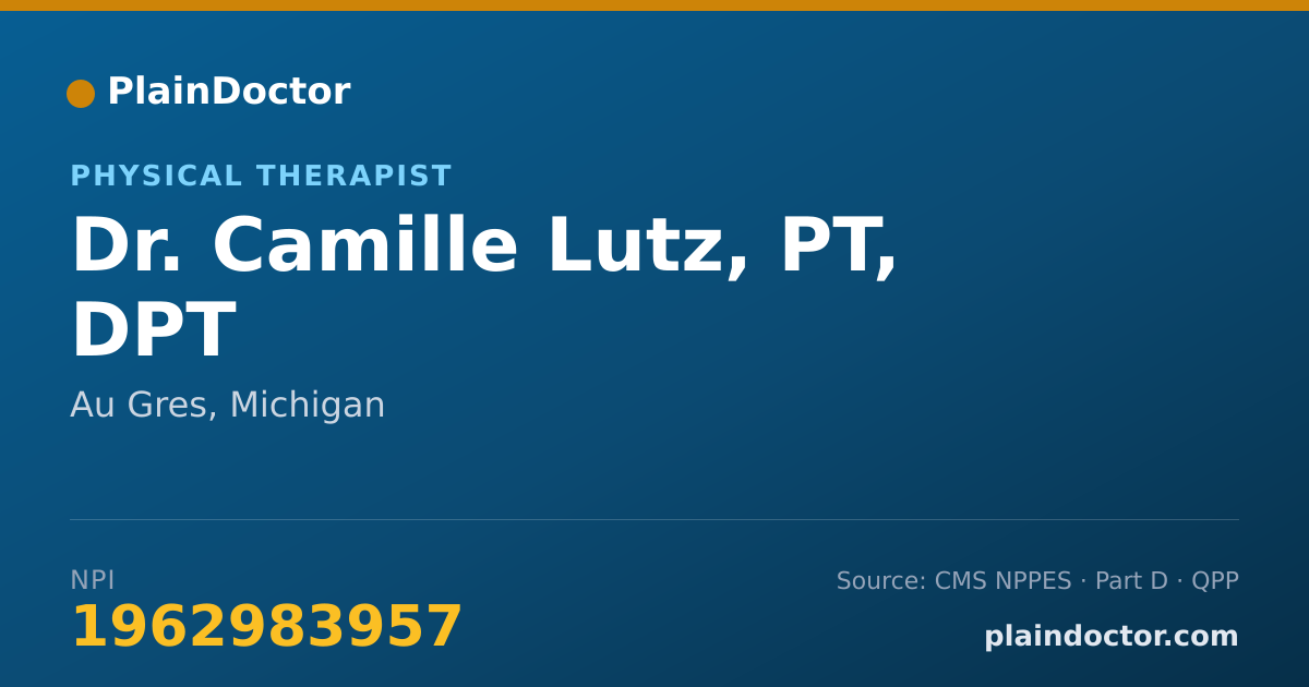 Shareable card for Camille Lutz, PT, DPT - Physical Therapist, Au Gres, MI
