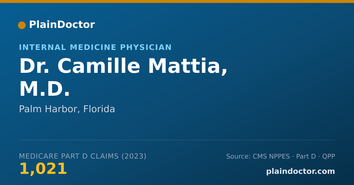 Shareable card for Camille Mattia, M.D. - Internal Medicine Physician, Palm Harbor, FL