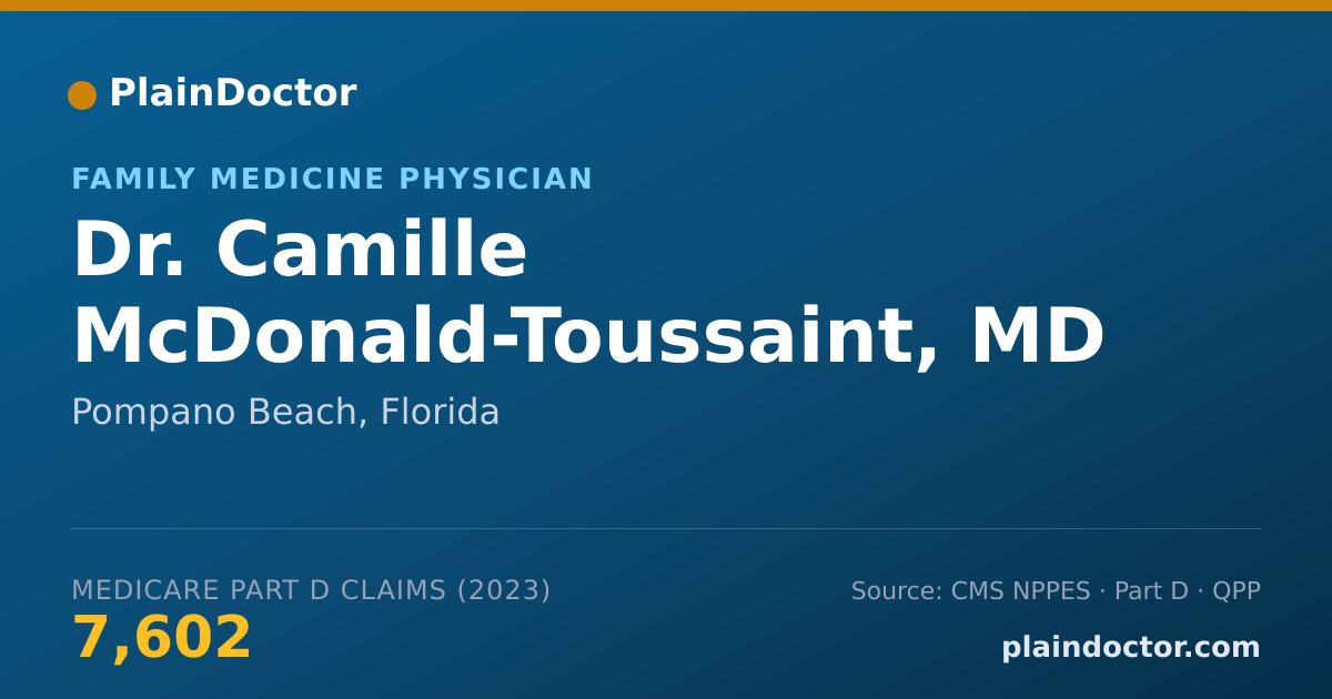 Shareable card for Camille McDonald-Toussaint, MD - Family Medicine Physician, Pompano Beach, FL