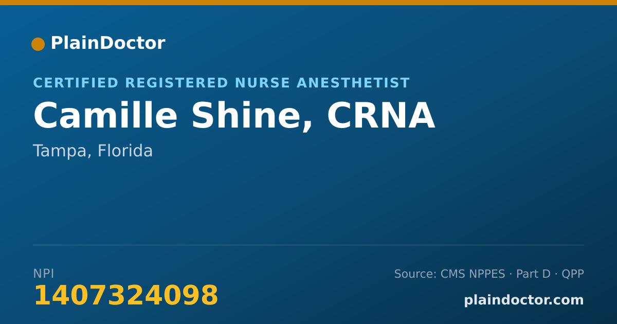 Shareable card for Camille Shine, CRNA - Critical Care Medicine Registered Nurse, Tampa, FL