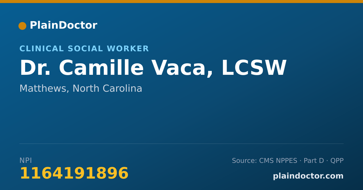 Shareable card for Camille Vaca, LCSW - Clinical Social Worker, Matthews, NC