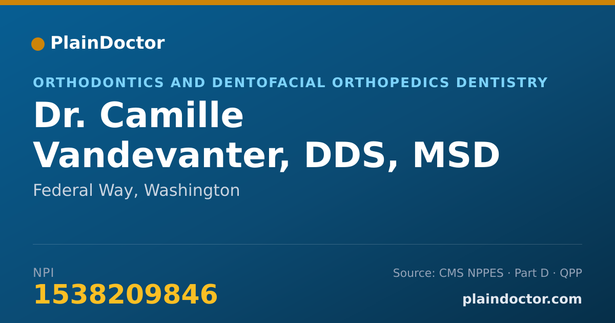 Shareable card for Camille Vandevanter, DDS, MSD - Orthodontics and Dentofacial Orthopedics Dentistry, Federal Way, WA