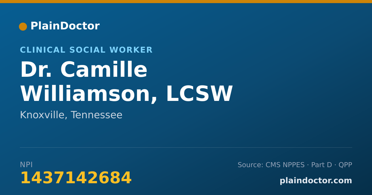 Shareable card for Camille Williamson, LCSW - Clinical Social Worker, Knoxville, TN