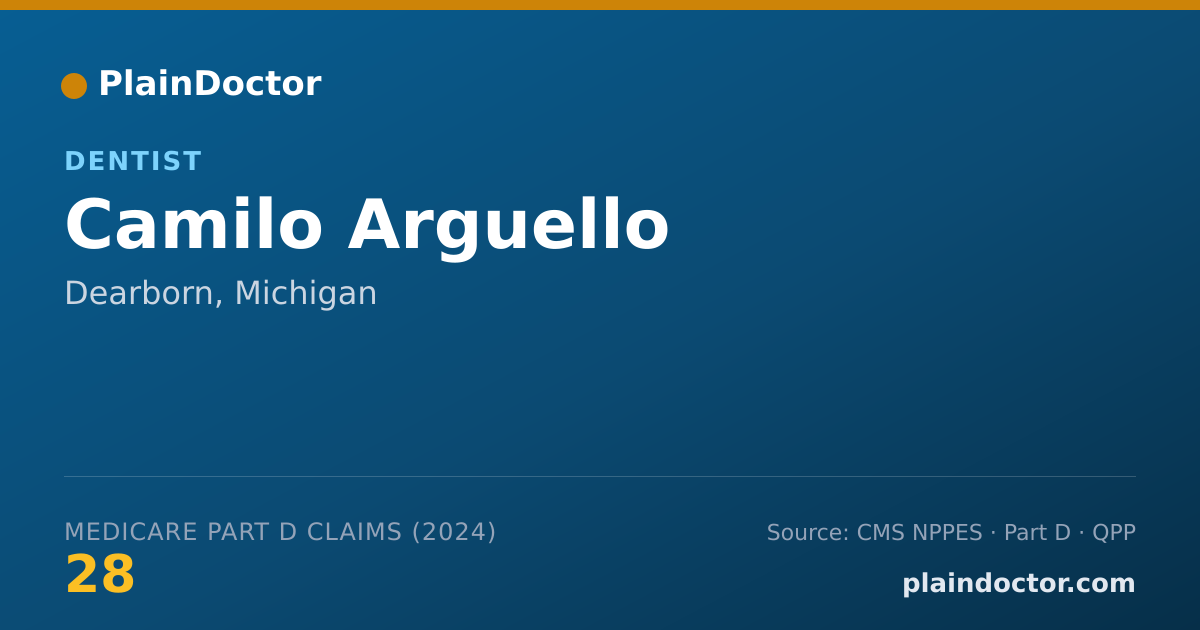 Shareable card for Camilo Arguello - Dentist, Dearborn, MI