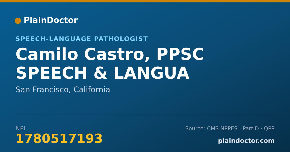 Shareable card for Camilo Castro, PPSC SPEECH & LANGUA - Speech-Language Pathologist, San Francisco, CA