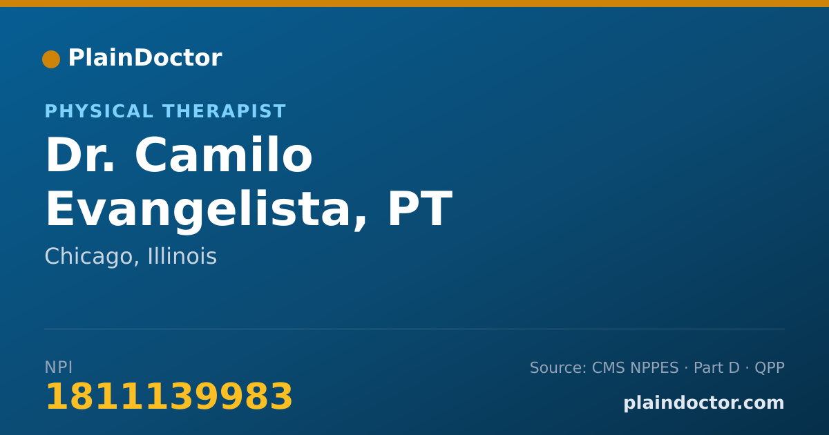 Shareable card for Camilo Evangelista, PT - Physical Therapist, Chicago, IL