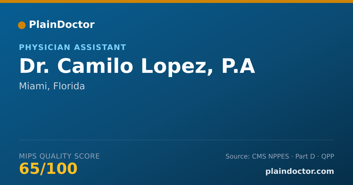 Shareable card for Camilo Lopez, P.A - Physician Assistant, Miami, FL