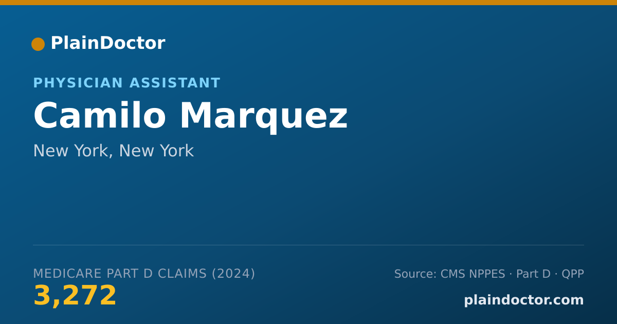Shareable card for Camilo Marquez - Physician Assistant, New York, NY