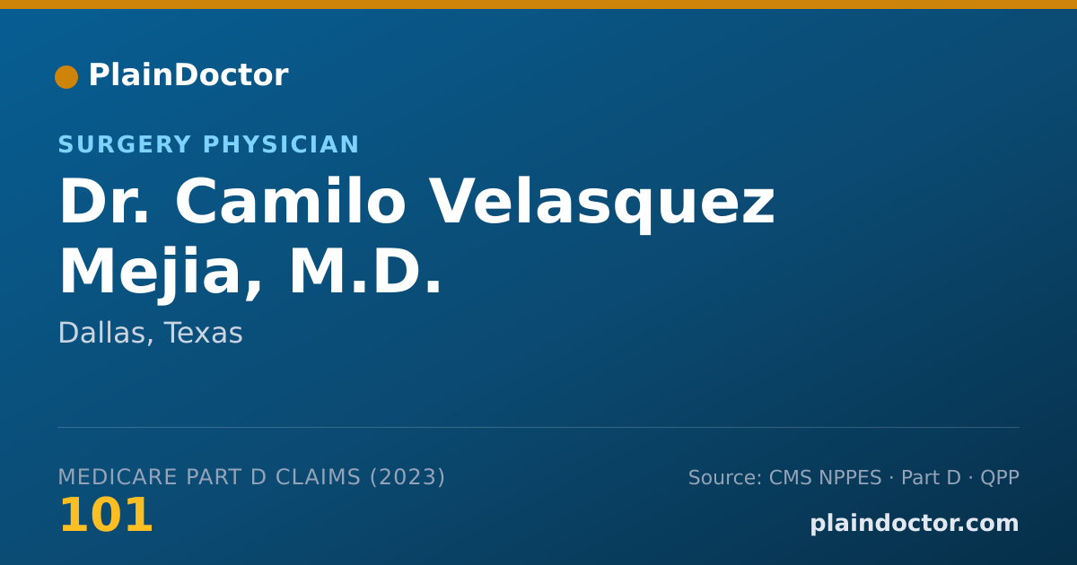 Shareable card for Camilo Velasquez Mejia, M.D. - Surgery Physician, Dallas, TX