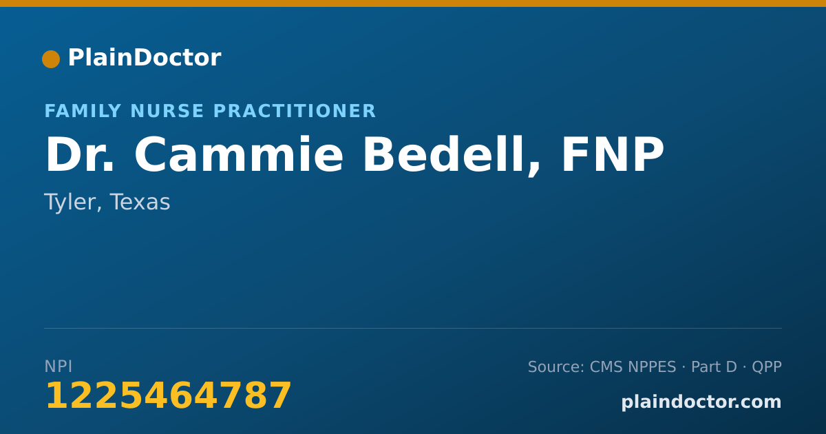 Shareable card for Cammie Bedell, FNP - Family Nurse Practitioner, Tyler, TX