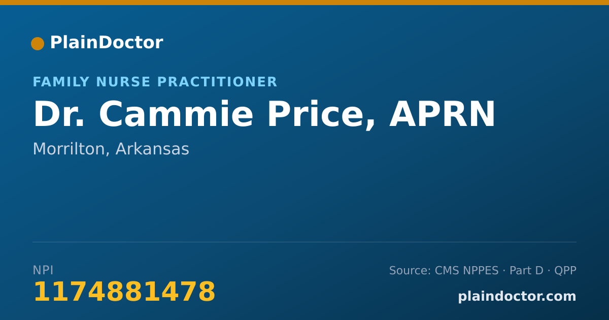 Shareable card for Cammie Price, APRN - Family Nurse Practitioner, Morrilton, AR