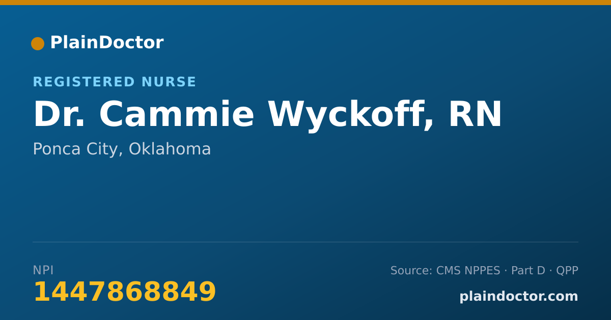 Shareable card for Cammie Wyckoff, RN - Registered Nurse, Ponca City, OK