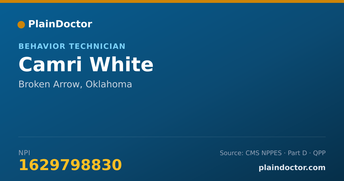Shareable card for Camri White - Behavior Technician, Broken Arrow, OK