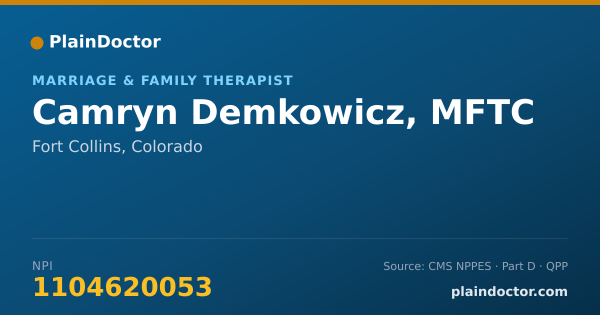 Shareable card for Camryn Demkowicz, MFTC - Marriage & Family Therapist, Fort Collins, CO