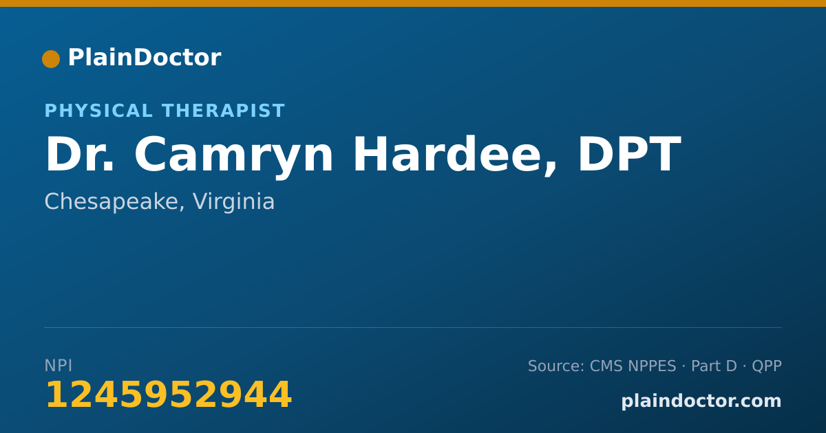 Shareable card for Camryn Hardee, DPT - Physical Therapist, Chesapeake, VA
