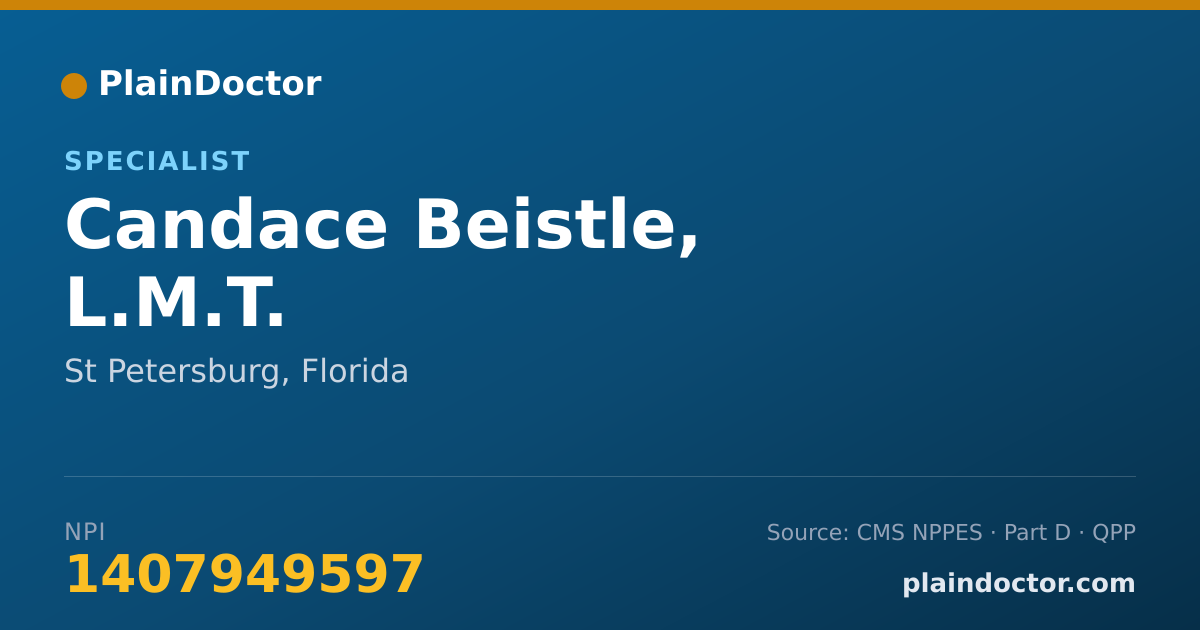 Shareable card for Candace Beistle, L.M.T. - Specialist, St Petersburg, FL