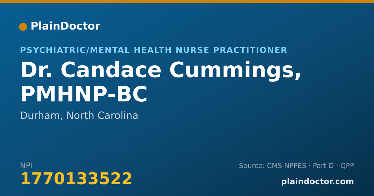 Shareable card for Candace Cummings, PMHNP-BC - Psychiatric/Mental Health Nurse Practitioner, Durham, NC