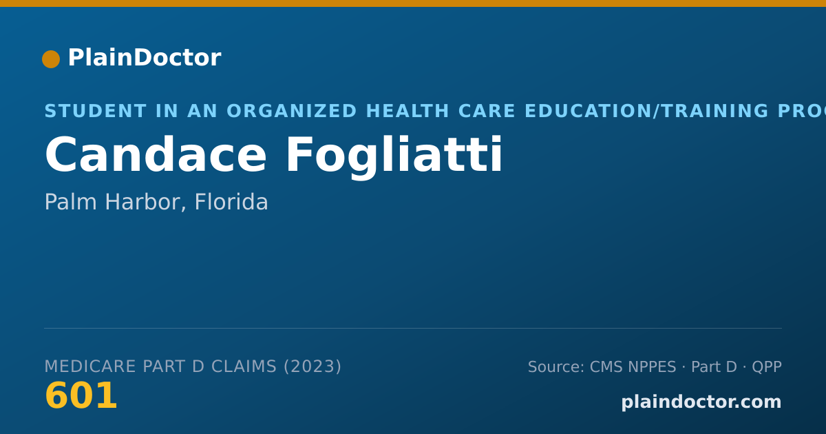 Shareable card for Candace Fogliatti - Student in an Organized Health Care Education/Training Program, Palm Harbor, FL