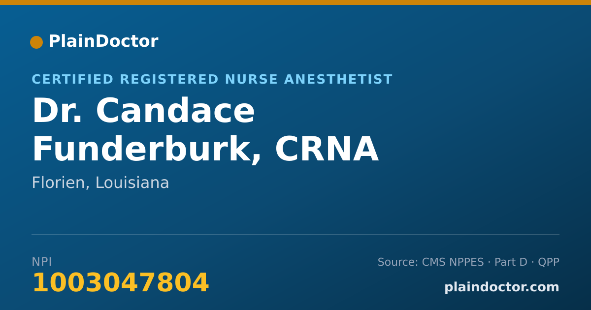 Shareable card for Candace Funderburk, CRNA - Certified Registered Nurse Anesthetist, Florien, LA