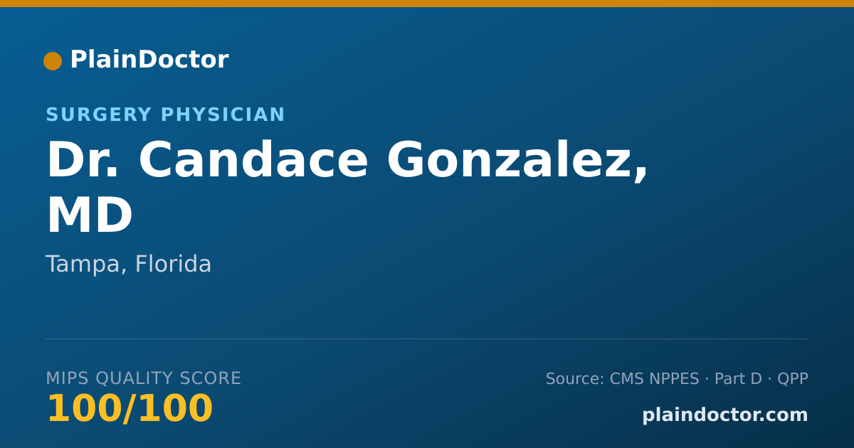 Shareable card for Candace Gonzalez, MD - Surgery Physician, Tampa, FL