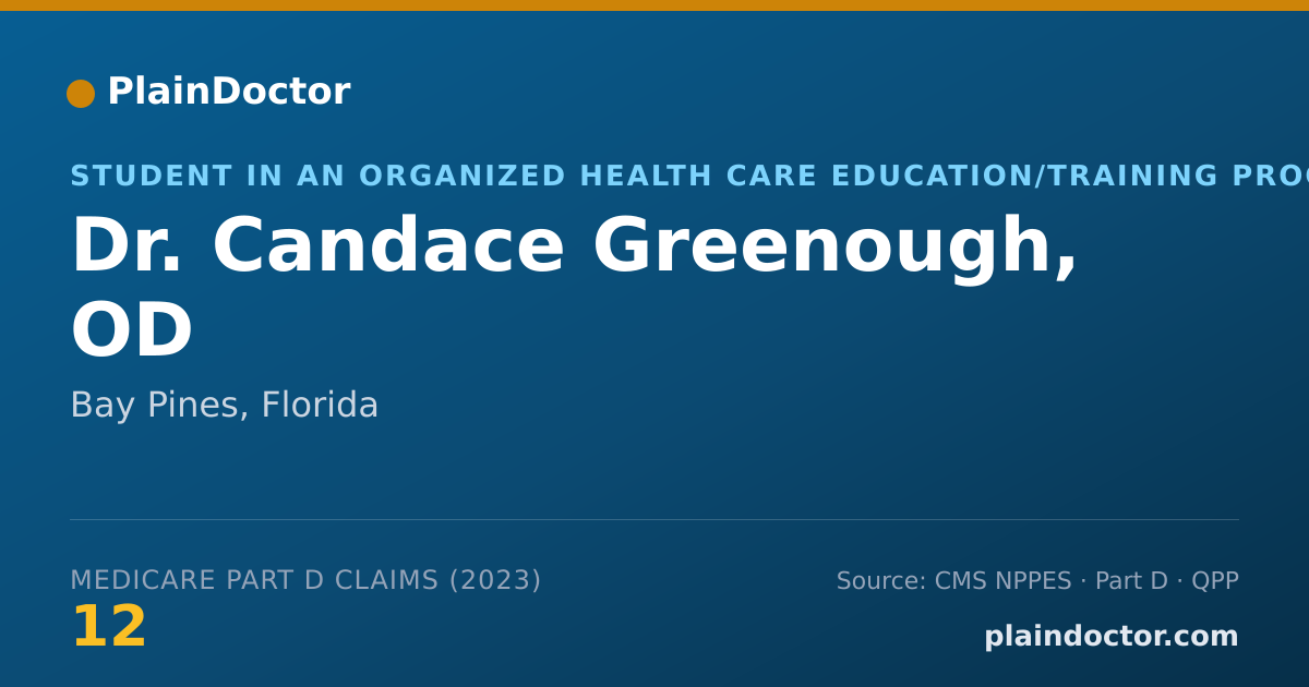 Shareable card for Candace Greenough, OD - Student in an Organized Health Care Education/Training Program, Bay Pines, FL