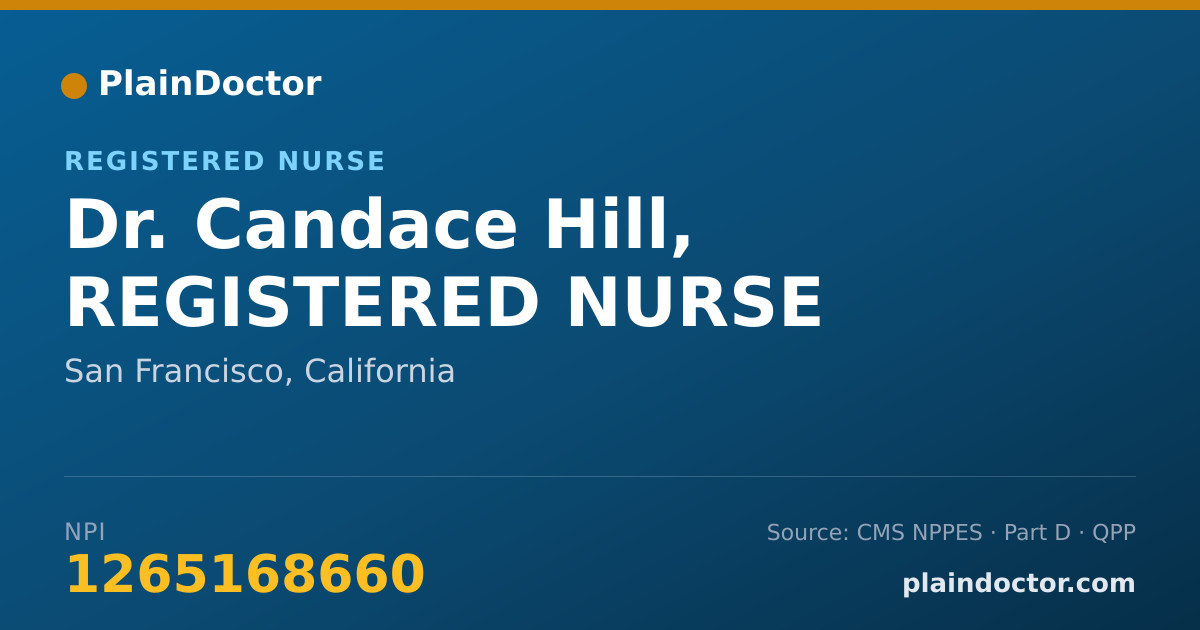 Shareable card for Candace Hill, REGISTERED NURSE - Registered Nurse, San Francisco, CA