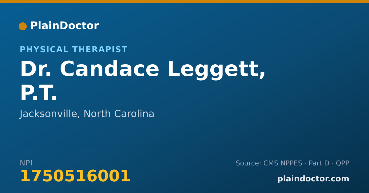 Shareable card for Candace Leggett, P.T. - Physical Therapist, Jacksonville, NC