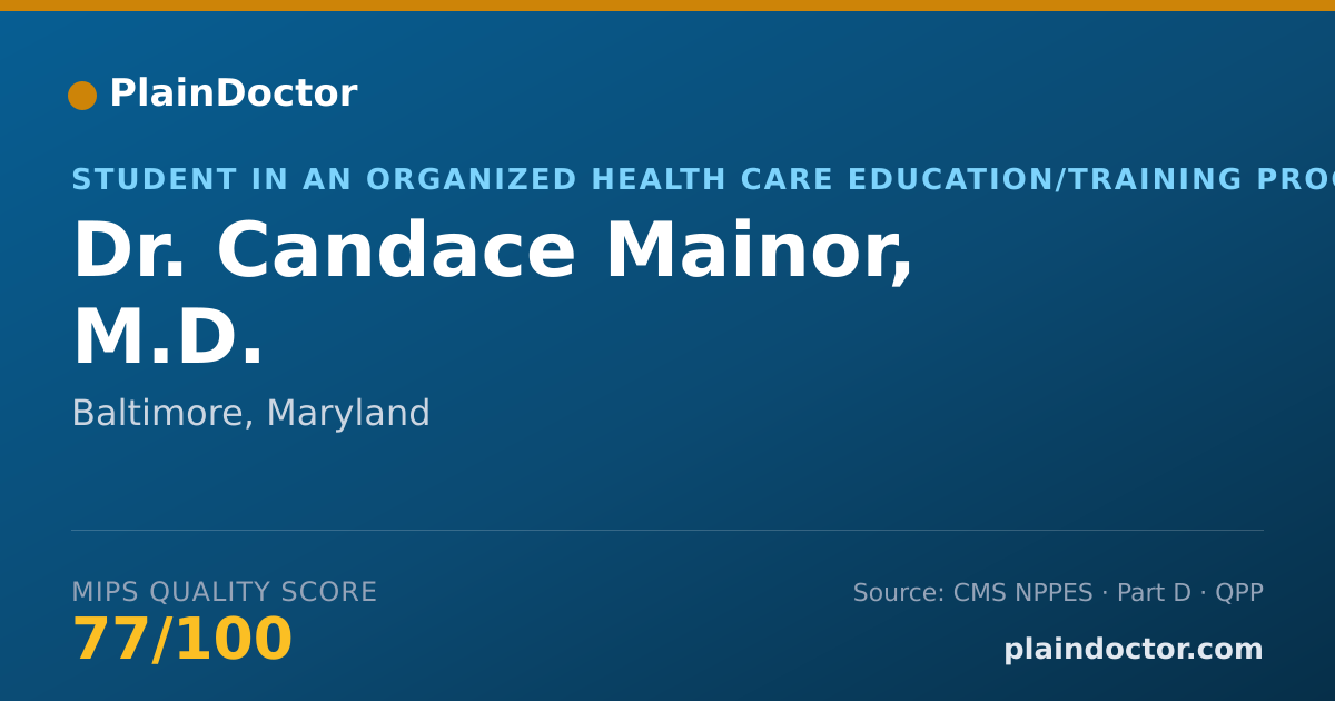 Shareable card for Candace Mainor, M.D. - Student in an Organized Health Care Education/Training Program, Baltimore, MD